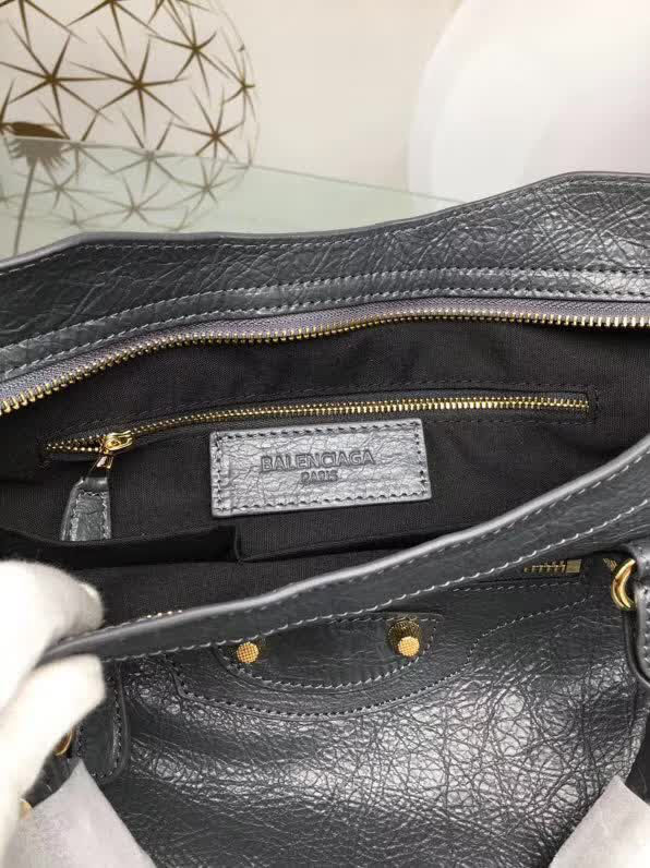 BALENCIAG巴黎世家 歐洲水貨 Balenciaga city mini 小金釘 限量 原廠爆裂紋羊皮黑色 深灰色  BL1061